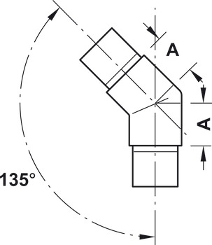 Vinkelforbindelse, 135°, rørsystem