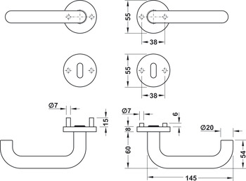 Dørgrebssæt, Häfele Startec model PDH 4102 rustfrit stål