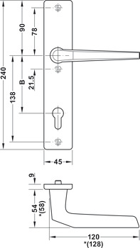 sikkerhedsbeslag, aluminium, A91.12 SB2-LS, langskilt