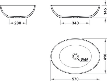 Håndvask til påsætning, oval