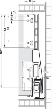 frontudtrækssæt, Häfele Matrix Box P50, med panelholder, sarghøjde 115 mm, bæreevne 50 kg